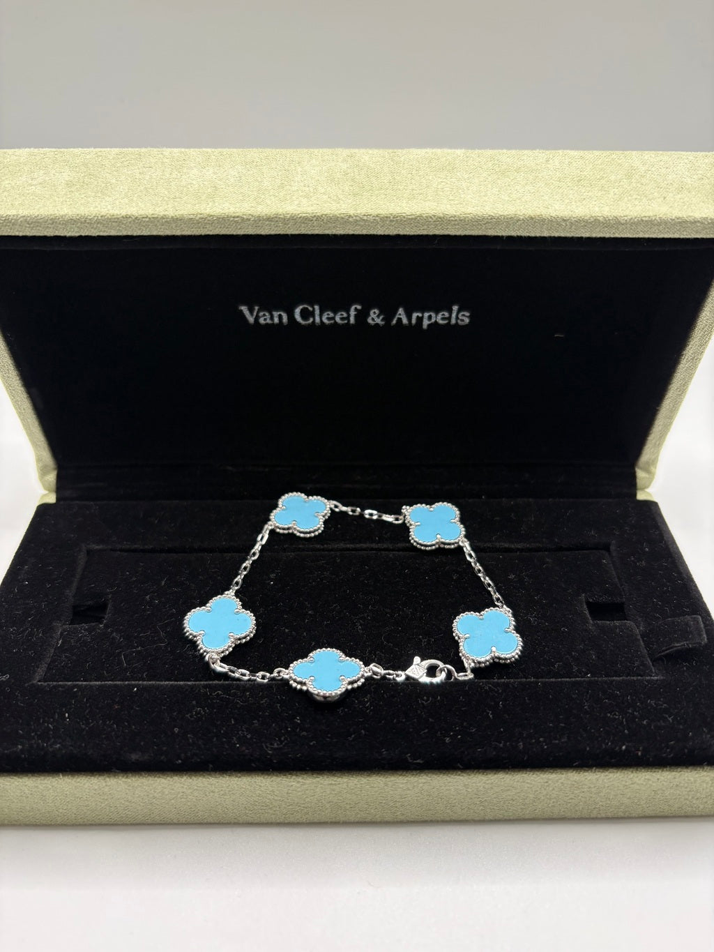 Pulsera Vintage VCA Azul/Oro blanco