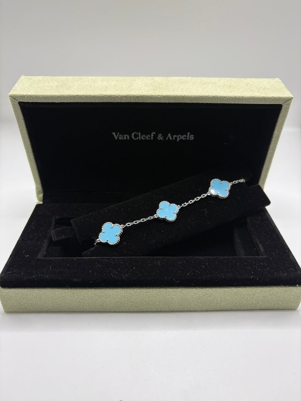 Pulsera Vintage VCA Azul/Oro blanco