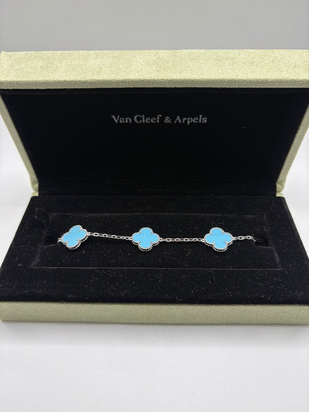 Pulsera Vintage VCA Azul/Oro blanco