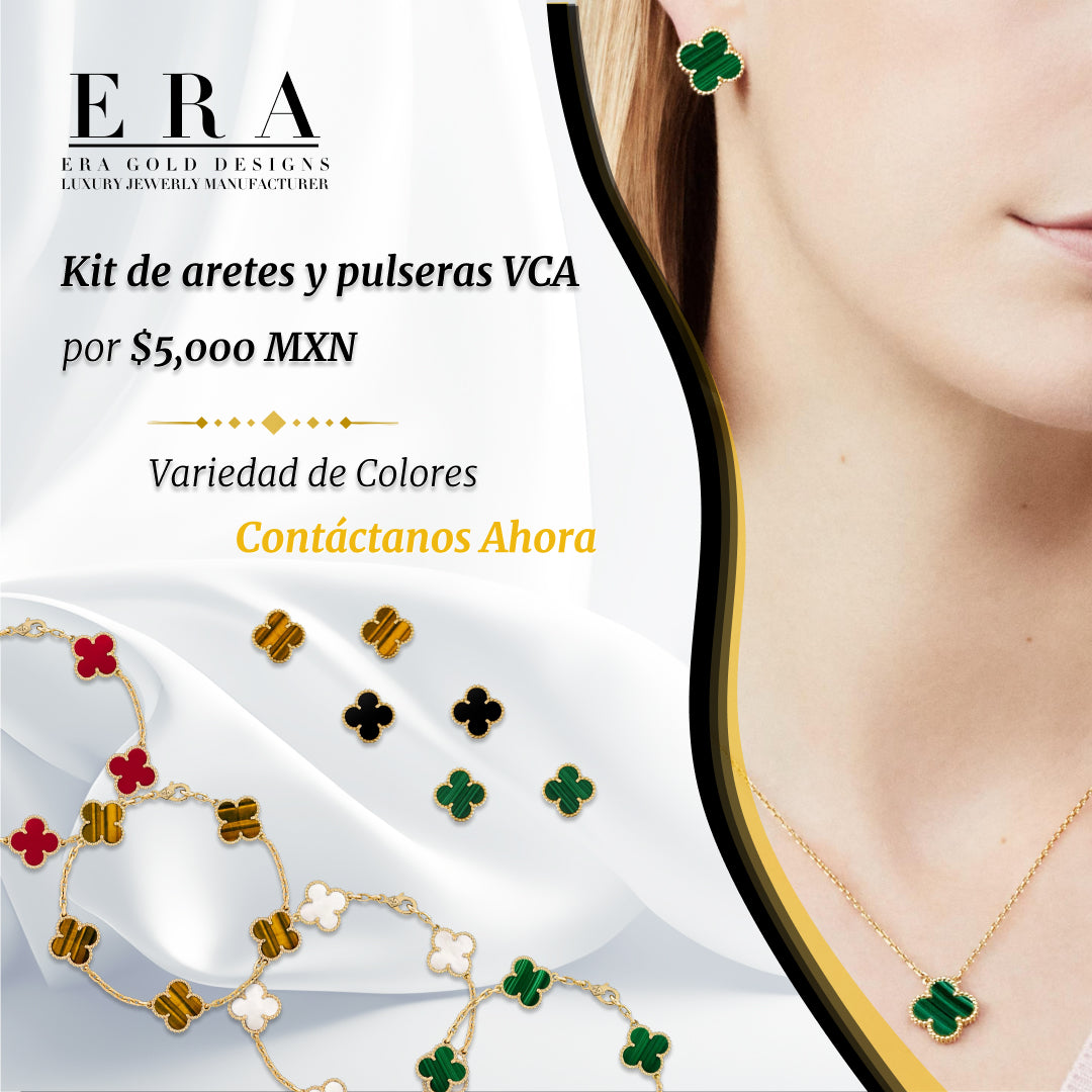 Kit de Aretes y Pulsera VCA - Variedad de Colores