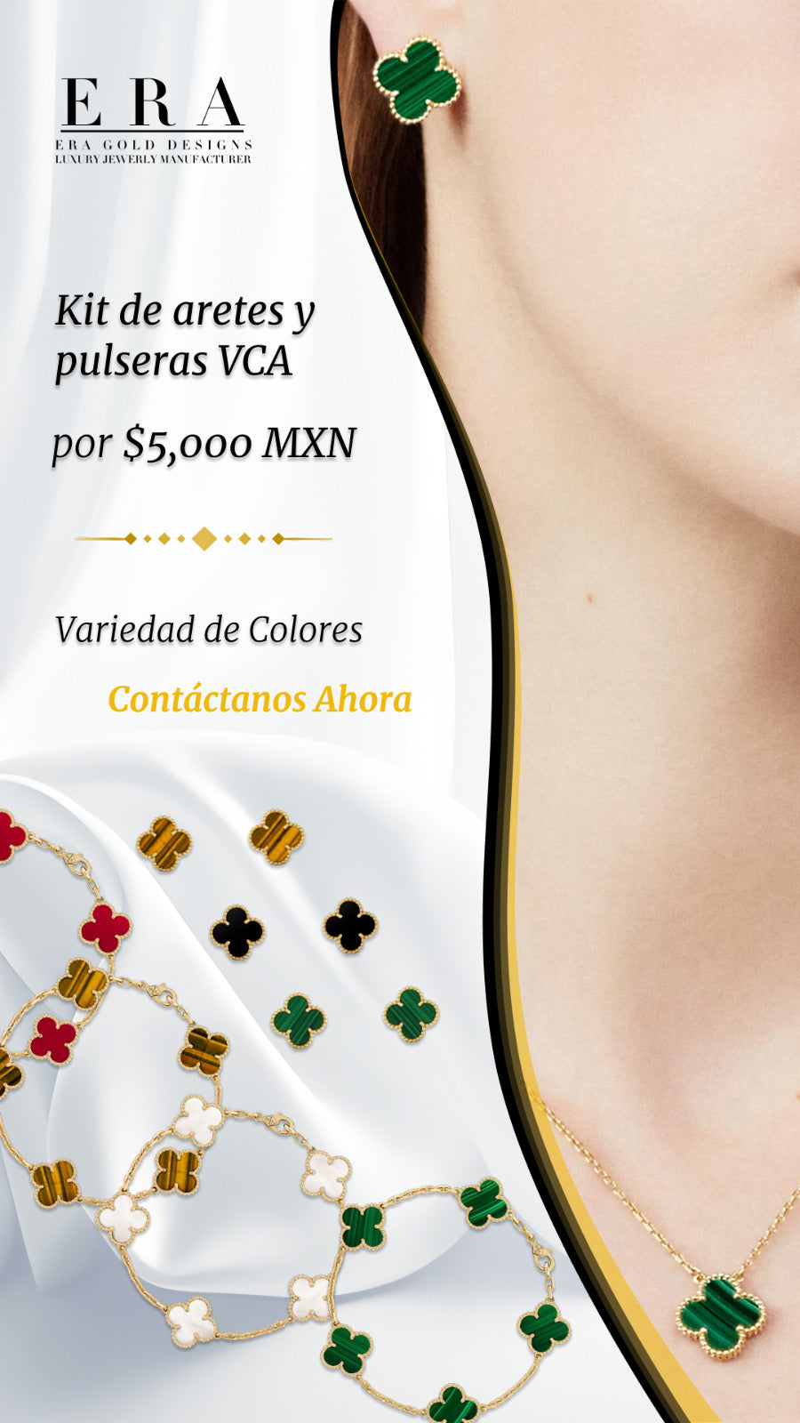 Kit de Aretes y Pulsera VCA - Variedad de Colores
