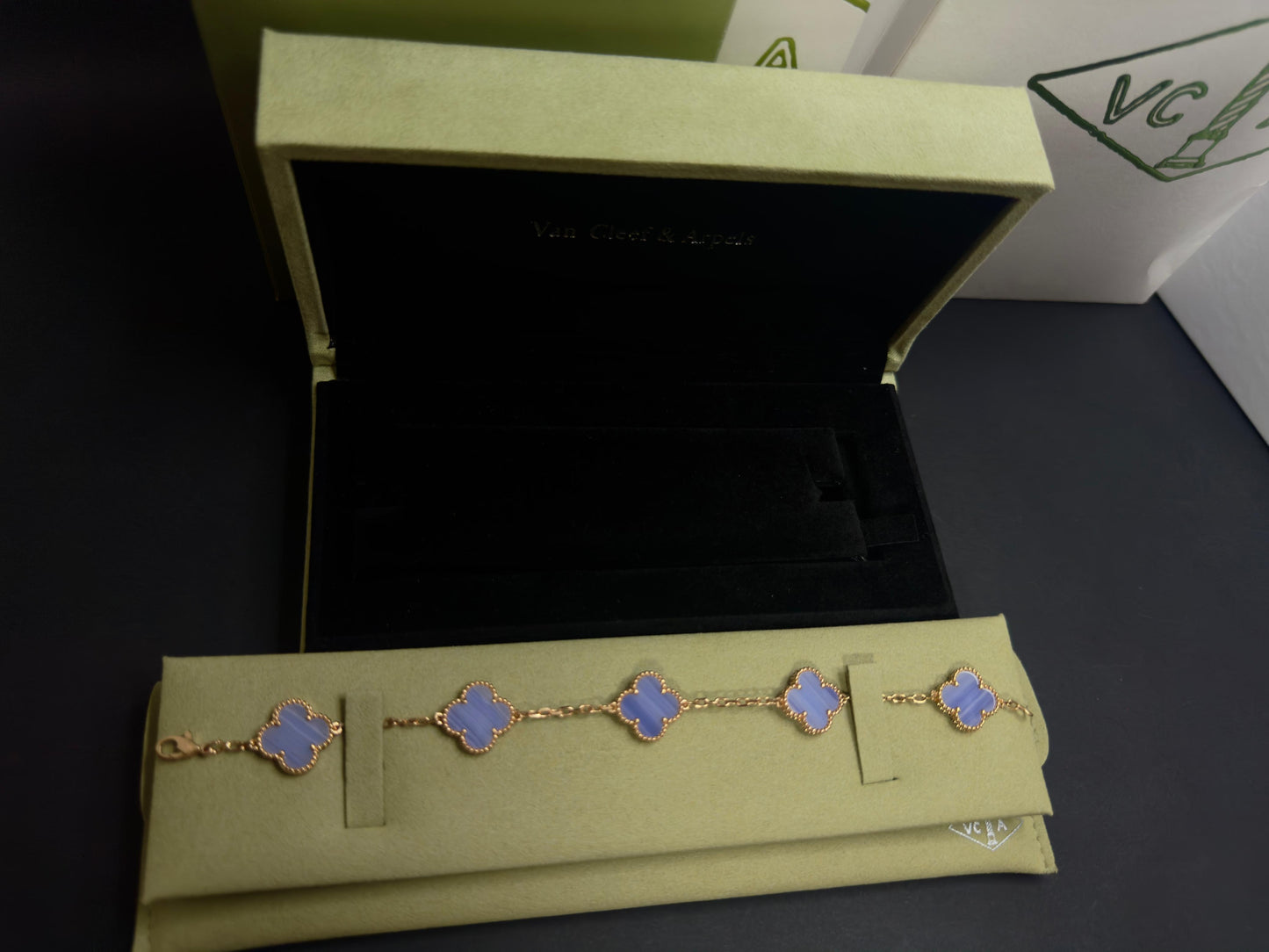 Pulsera Vintage VCA Trébol oro rosa/Purple shell