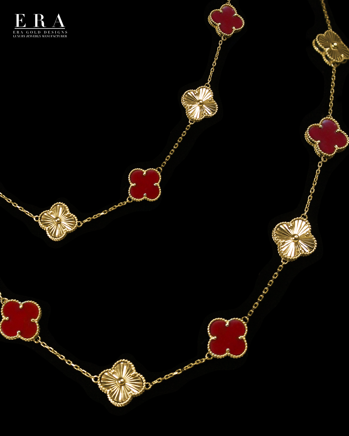 Cadena tipo Van Cleef & Arpels en oro italiano 10k🇮🇹 (rojo y dorado)