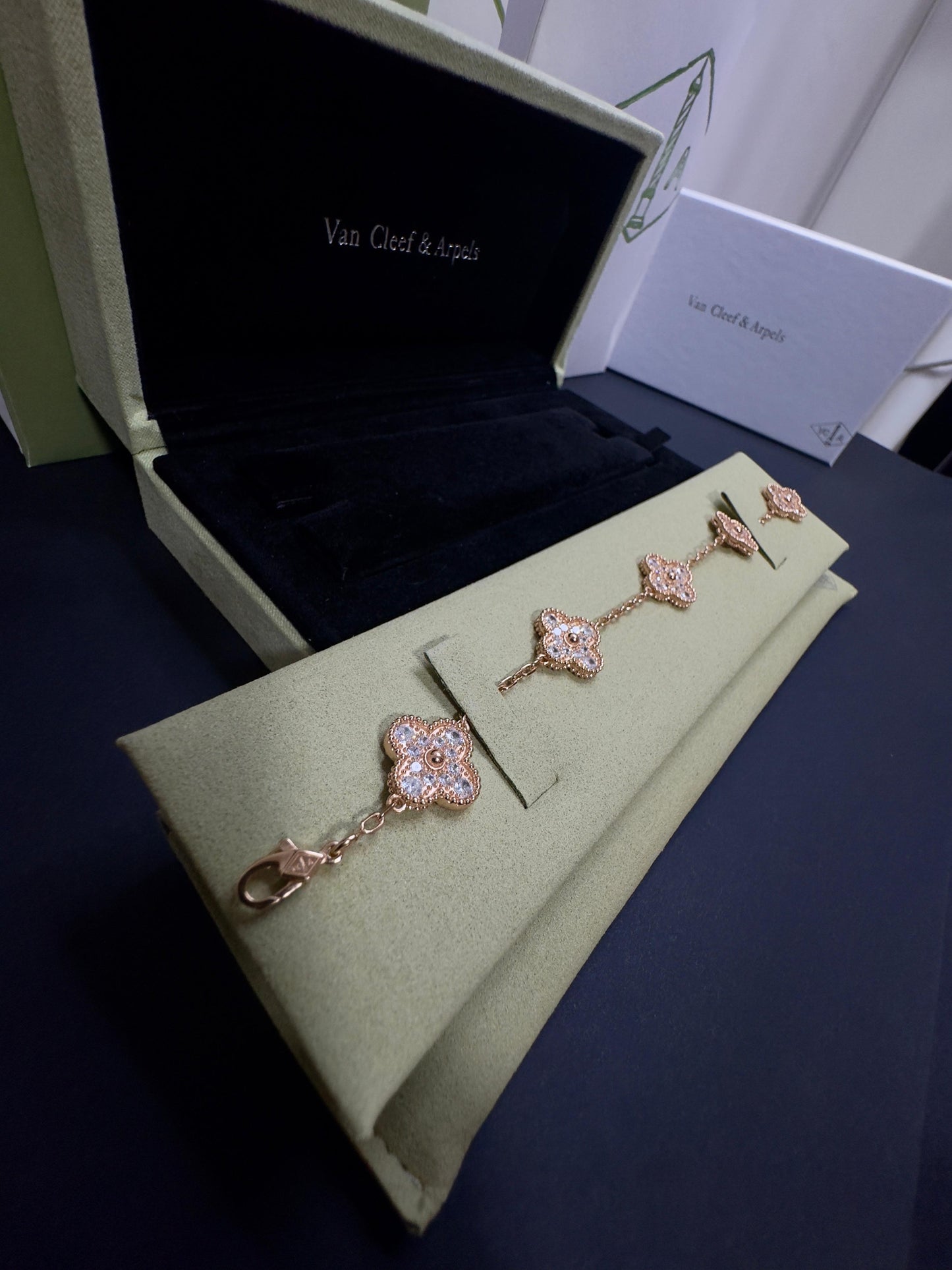 Pulsera Vintage VCA Trébol oro rosa/Diamonds