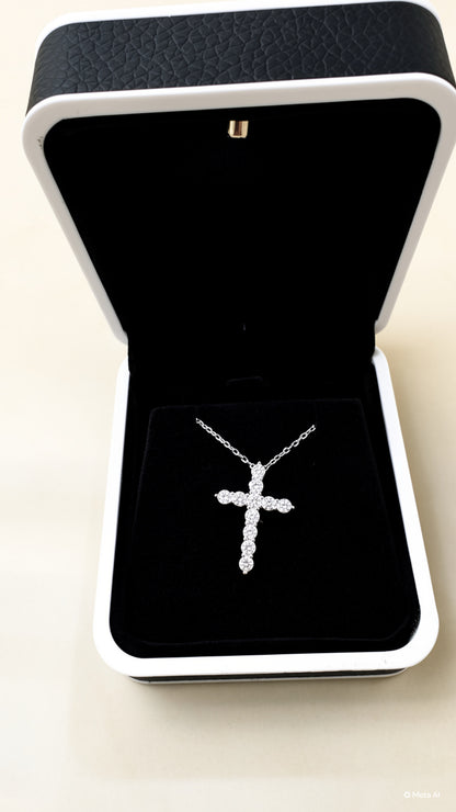 Collar Cruz Moissanita VVS 1.1CT Plata 925 Certificado GRA