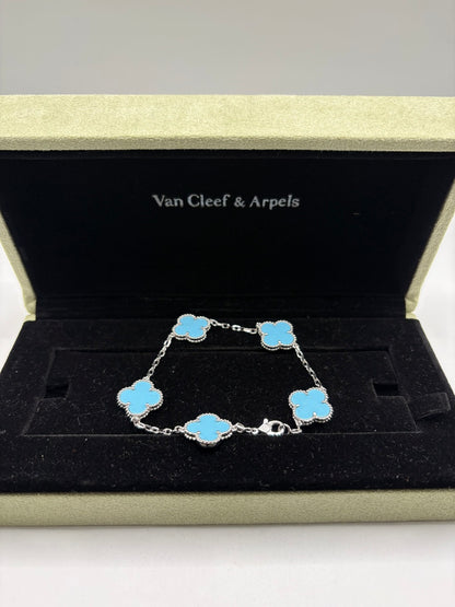 Pulsera Vintage VCA Azul/Oro blanco