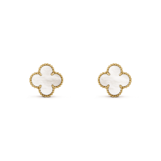 Pendientes vintage tipo VCA blanco/Nácar