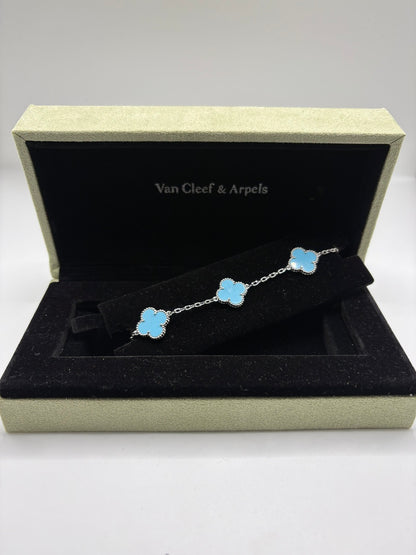 Pulsera Vintage VCA Azul/Oro blanco
