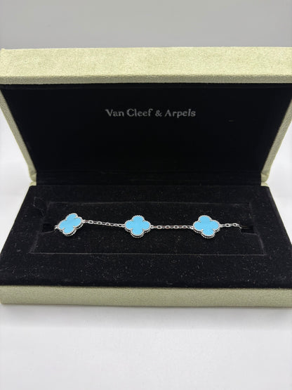 Pulsera Vintage VCA Azul/Oro blanco