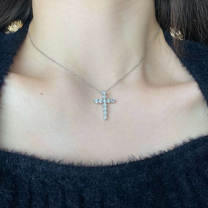 Collar Cruz Moissanita VVS 1.1CT Plata 925 Certificado GRA