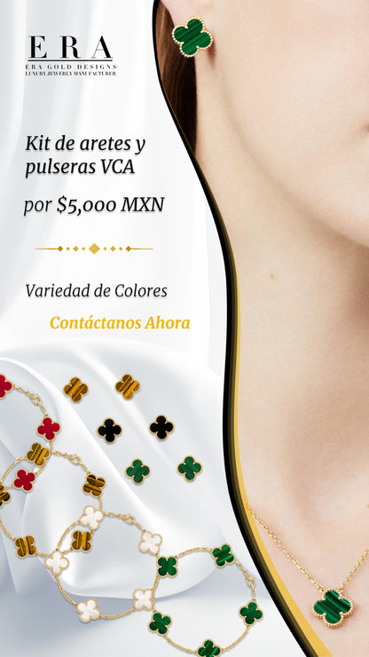 Kit de Aretes y Pulsera VCA - Variedad de Colores