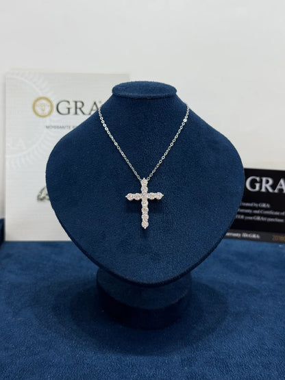 Collar Cruz Moissanita VVS 1.1CT Plata 925 Certificado GRA
