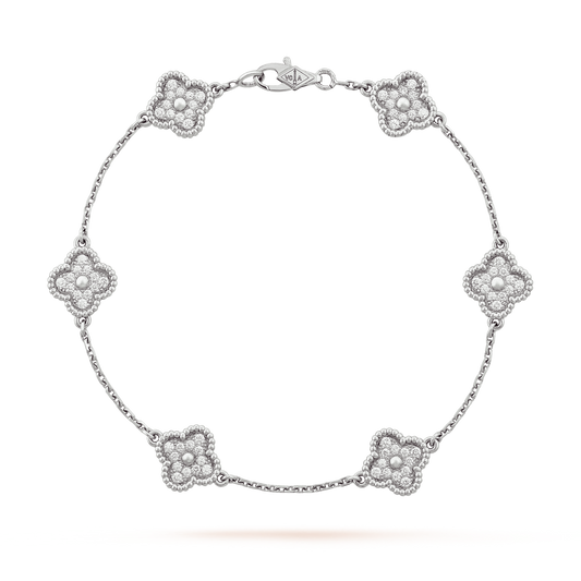 Pulsera Vintage VCA 6 tréboles oro blanco