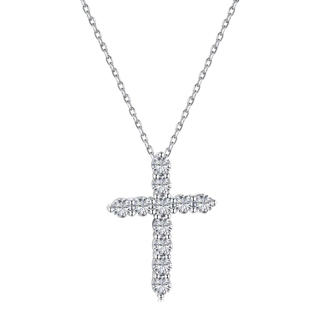 Collar Cruz Moissanita VVS 1.1CT Plata 925 Certificado GRA