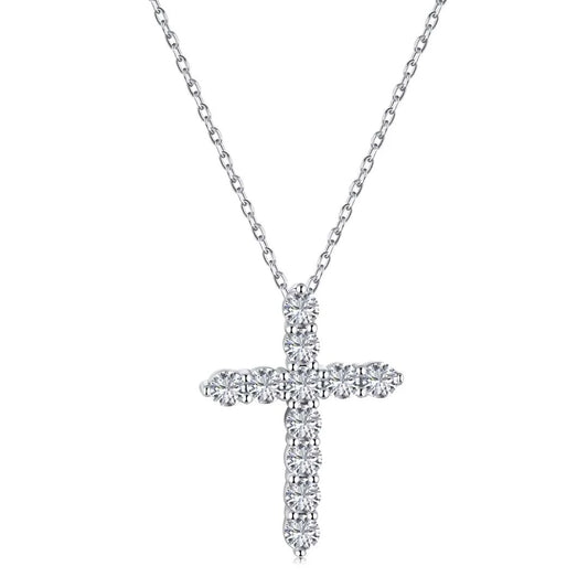 Collar Cruz Moissanita VVS 1.1CT Plata 925 Certificado GRA